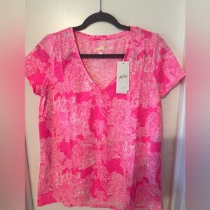 NWT Lilly Pulitzer Vibrant Pink Short Sleeve Top Size M